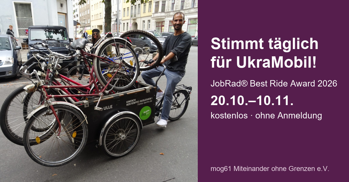 Stimmt täglich für UkraMobil! JobRad Best Ride Award 2026, Abstimmung 20.10. bis 10.11.